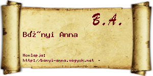 Bányi Anna névjegykártya